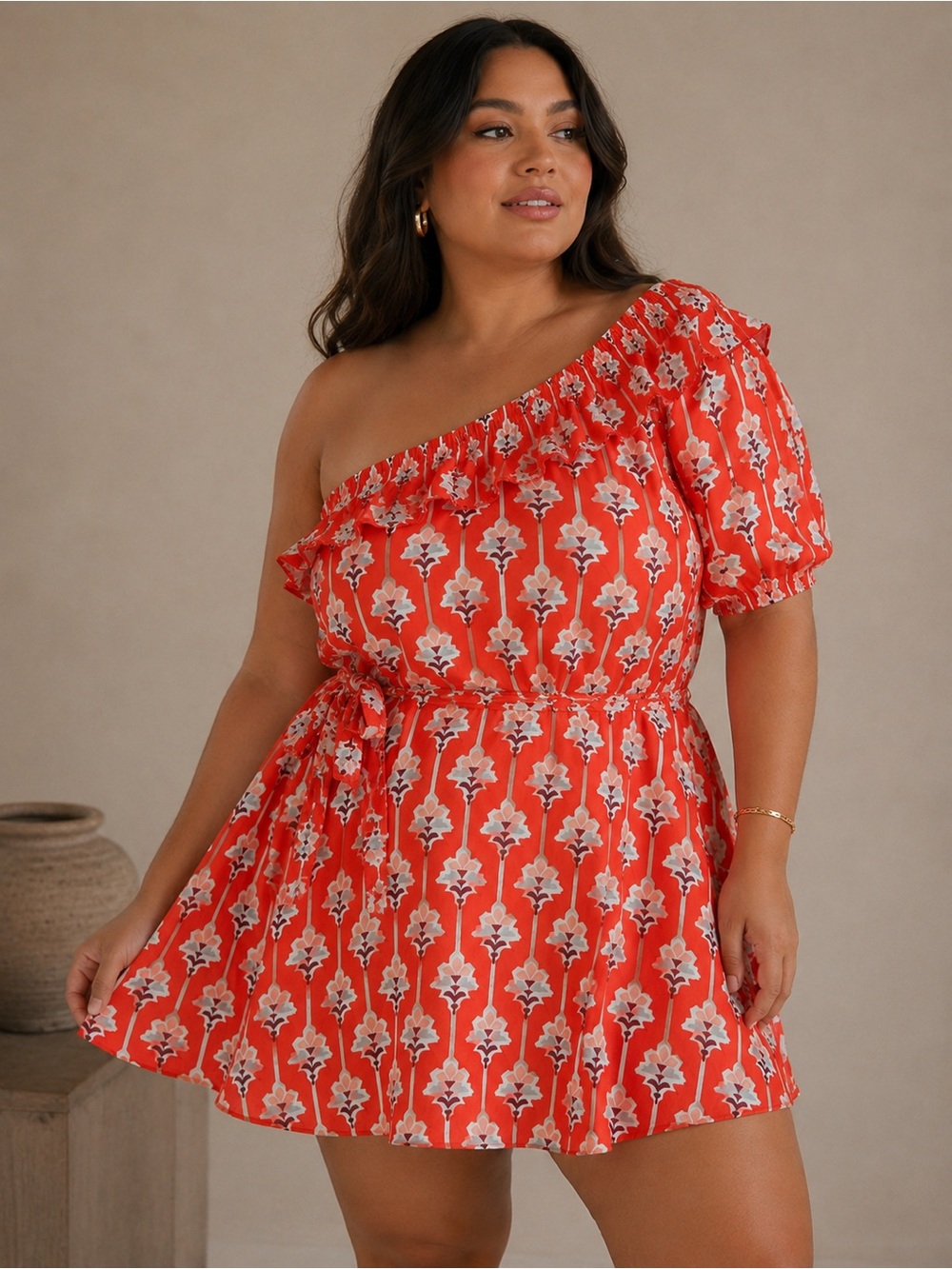 RHODE x Target One-Shoulder Red Floral Mini Dress